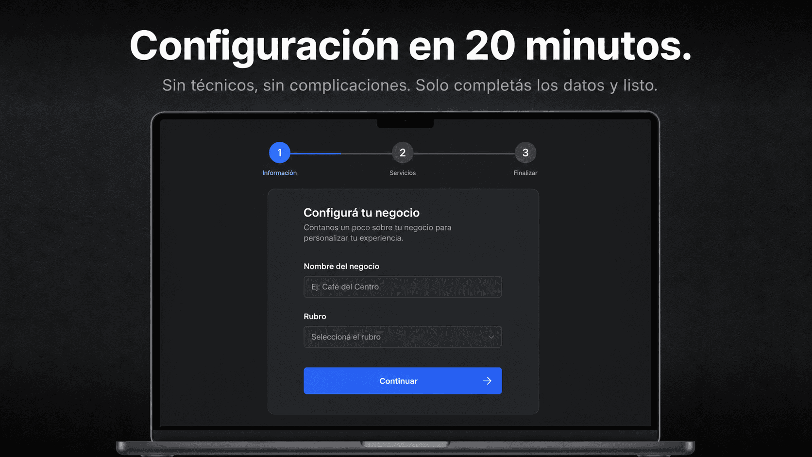 Configurás tu negocio en minutos