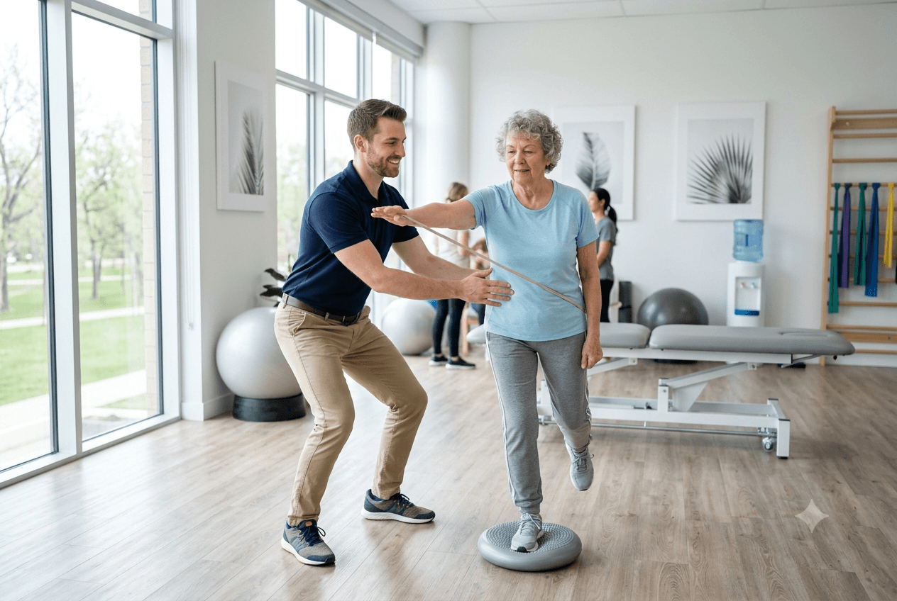Profesional de fisioterapia trabajando