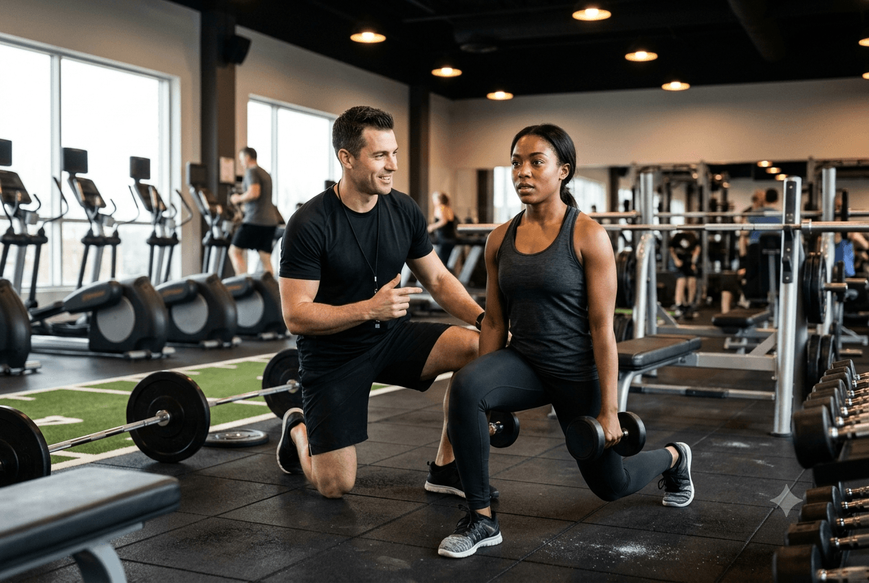 Profesional de gimnasios trabajando