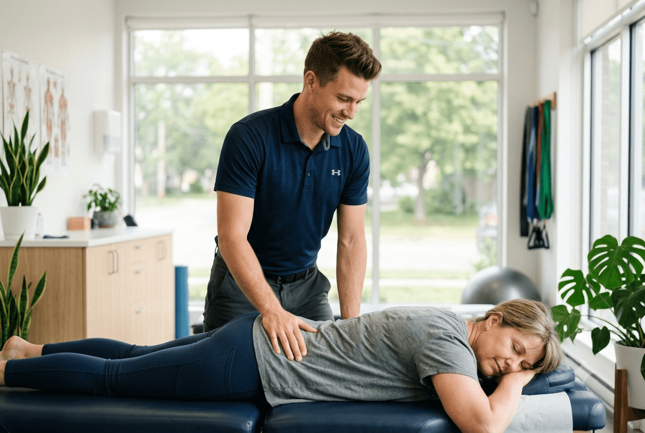 Profesional de kinesiología trabajando