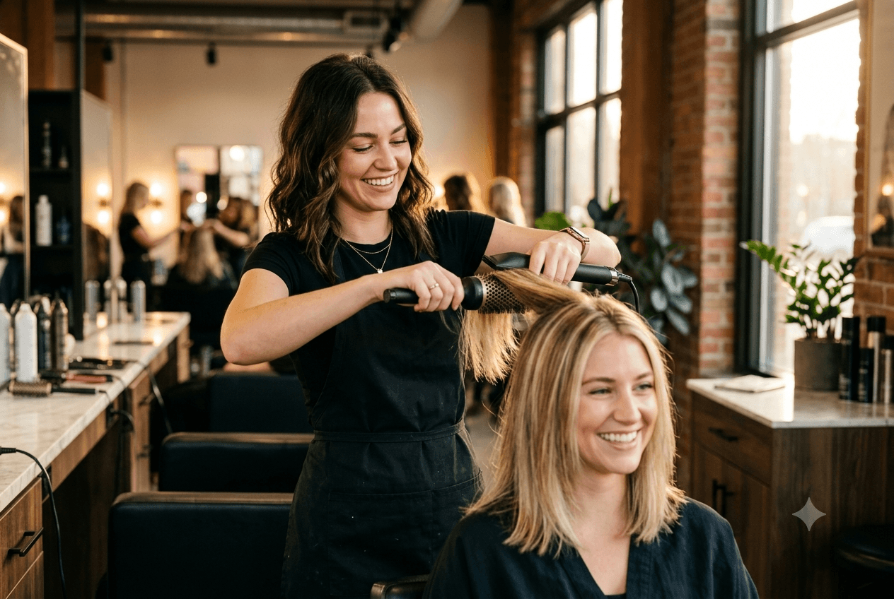 Profesional de peluquerías trabajando